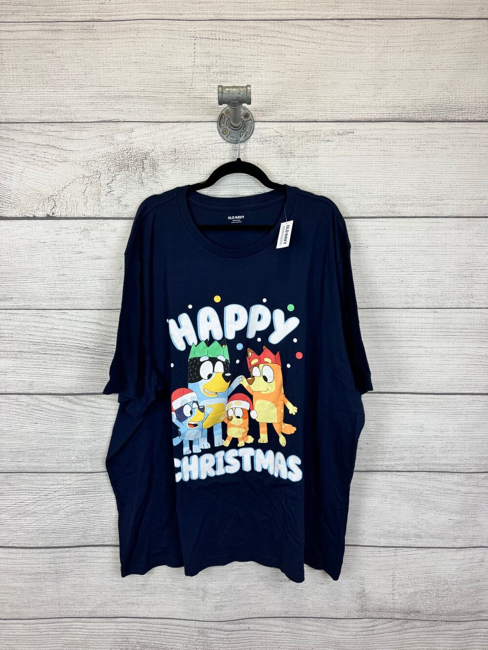 Old Navy Navy Men's Bluey Christmas Graphic Short Sleeve Tee Size 4XLT
